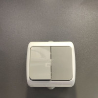 Выключатель двухклавишный  IP54 SVT Electric серый